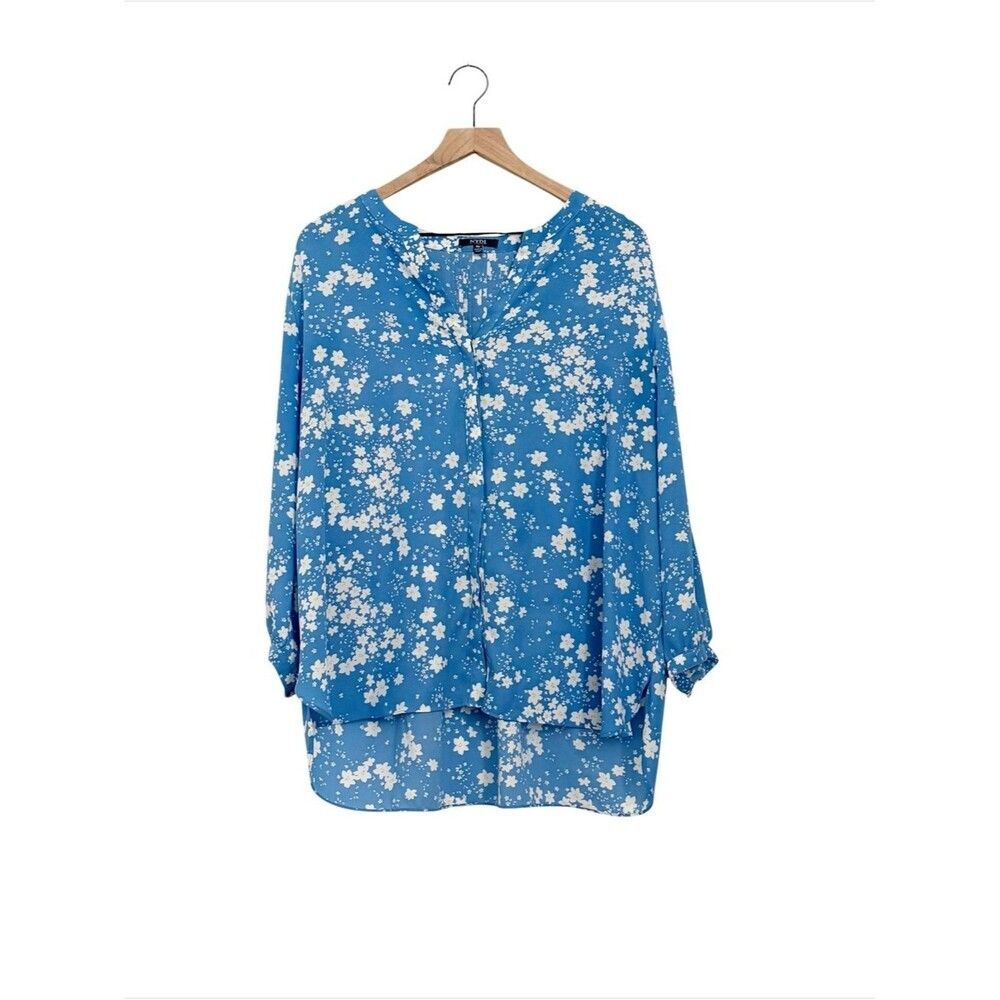NYDJ Blue Floral Button Up Blouse